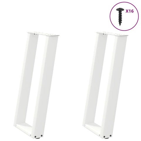 ZNTS Console Table Legs U-Shaped 2 pcs White 38x cm Steel 4012781