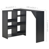 Bar Table with Moveable Shelf Black 138x39x110 cm 280223