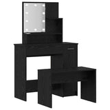 LED Dressing Table Set 2 pcs Black Oak Engineered Wood 3332508