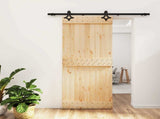 Sliding Door Natural and Black 85 x 210 cm Solid Pine Wood 3445048