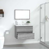 2 Piece Bathroom Furniture Set Grey Sonoma Engineered Wood 815736