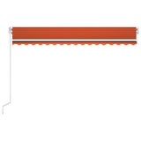 Manual Retractable Awning with LED 450x300 cm Orange and Brown 3068925
