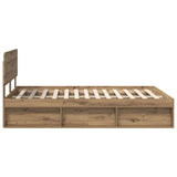 Bed Frame Artisian Oak 140 x 190 cm Solid Pine Wood 3412086