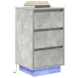 Bedside Cabinet with LED Lights Concrete Grey 38x34x65 cm 861304