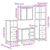 ZNTS 4 Piece Bathroom Furniture Set Sonoma Oak Engineered Wood 3301266