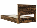 Storage Bed with Drawer Smoked Oak 90 x 190 cm Engineered Wood 3410272