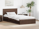 Bed Frame with Drawer Brown Oak 100 x 200 cm Engineer Wood 3408018