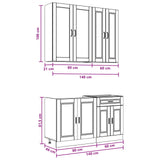 Kitchen Unit PORTO 4 pcs Black Engineered Wood 3438346