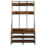 Clothes Rack with Shoe Storage Smoked Oak 100x40x184 cm 837839