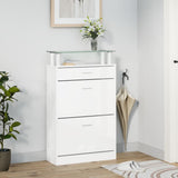 Shoe Cabinet High Gloss White 63x24x104 cm Engineered Wood 342566