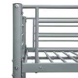 Bunk Bed Grey Powder-Coated Steel Twin and Full Durable 287904