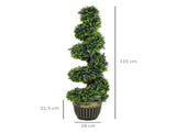Set of 2 Decorative Artificial, Boxwood Spiral Topiary Tree with Lavender and Pot, Fake T3398P328353