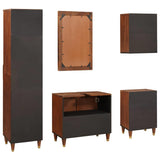 Bathroom Cabinet 5 pcs Brown and Black Solid Mango Wood 3310174