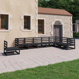 8 Piece Garden Lounge Set Black Solid Pinewood 3075778