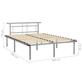 Bed Frame Grey Powder-coated metal, plywood Double Durable 324831