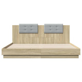 Bed Frame Sonoma oak Engineered wood, Plywood 200x200 cm Modern 3209984