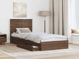 Storage Bed with Drawer Brown Oak 75 x 190 cm Engineered Wood 3411263