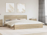 Bed Frame with Headboard Sonoma 200 x 200 cm Solid Pine Wood 3411377