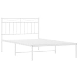Metal Bed Frame without Mattress with Headboard White 107x203cm 373736