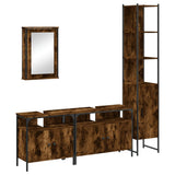 4 Piece Bathroom Furniture Set Smoked Oak Engineered Wood 3214807