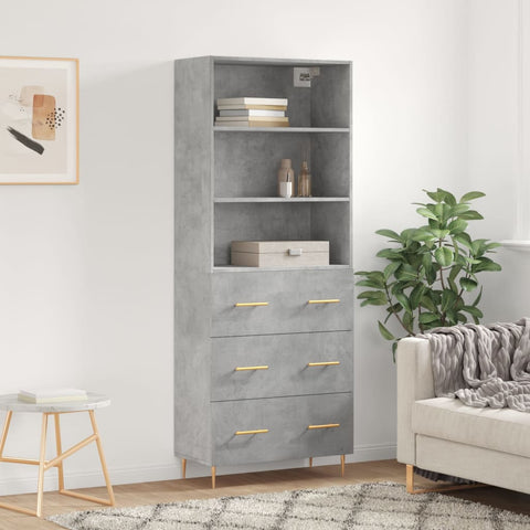 Highboard Concrete Grey 69.5x34x180 cm Engineered Wood 3189369