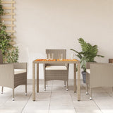 Garden Table Beige 90x90x75 cm Poly Rattan Acacia Wood 368124