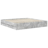 Bed Frame with Drawer Concrete Grey 200 x 200 cm Engineer Wood 3409825