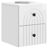 Wall-Mounted Bedside Cabinet with Drawer 2 pcs High Gloss White 898134