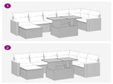 8 Piece Garden Sofa Set with Cushions Grey Poly Rattan Acacia 3327518
