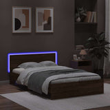 Bed Frame with Headboard and LED Brown Oak 120x190 cm Small Double 3207643