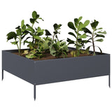 ZNTS Garden Raised Bed Anthracite 100x100x25 cm Steel 851033