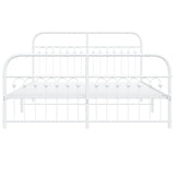 Metal Bed Frame without Mattress with Footboard White 150x200cm 376669