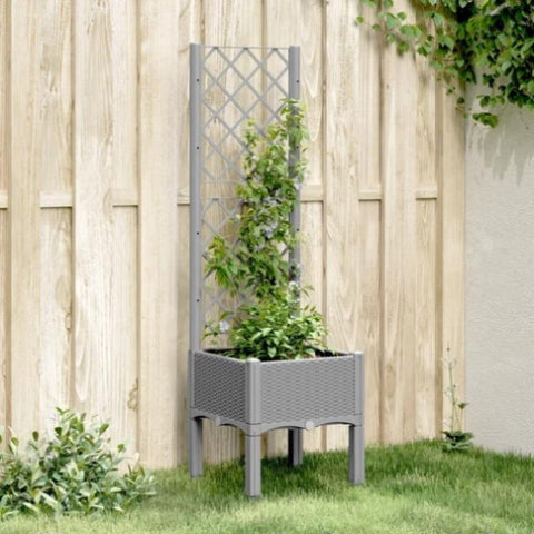 ZNTS Garden Planter with Trellis Light Grey 40x40x142 cm PP 367917