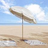Beach Parasol Grey and White 160 x 160 x 196 cm 42006681