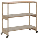 Bar Cart 3-Tier Beige Poly Rattan and Solid Wood Acacia 368725