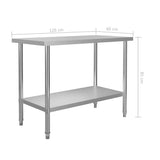 51190 Kitchen Work Table 120x60x85 cm Stainless Steel