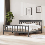 3100980 Bed Frame without Mattress Grey Solid Wood 200x200 cm