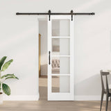Sliding Door White 61 x 198.5 cm Solid Pine Wood and Glass 3332322
