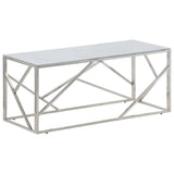 Coffee Table Silver Stainless Steel and Tempered Glass 349939