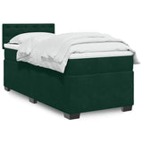Box Spring Bed with Mattress Dark Green 90x200 cm Velvet 3286213