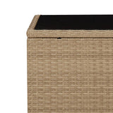 Tea Table with Glass Top Beige Poly Rattan&Tempered Glass 319561