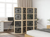 Room Divider 4 Panels Brown and Black Solid Wood Paulownia 358802