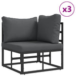 Garden Sofa Set with Cushion Black Aluminium 3378881