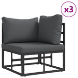 Garden Sofa Set with Cushion Black Aluminium 3378881
