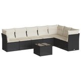 8 Piece Garden Sofa Set with Cushions Black Poly Rattan 3217746