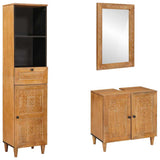 Bathroom Furniture Set with Drawer 3 pcs Brown Solid mango wood 3310067