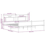 Metal Bed Frame without Mattress Brown Oak 183x213 cm 3325137