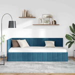 Corner Bed Frame with Headboard Blue 80 x 200 cm Velvet 42016286