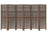 Room Divider 6 Panels Dark Brown Solid Wood Paulownia 358665