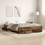 Bed Frame with Drawers Old wood 140 x 190 cm Engineered wood 3333972